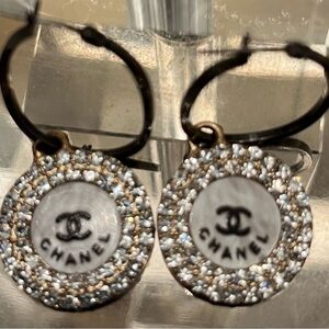 Iconic Silver and Black Logo Earrings